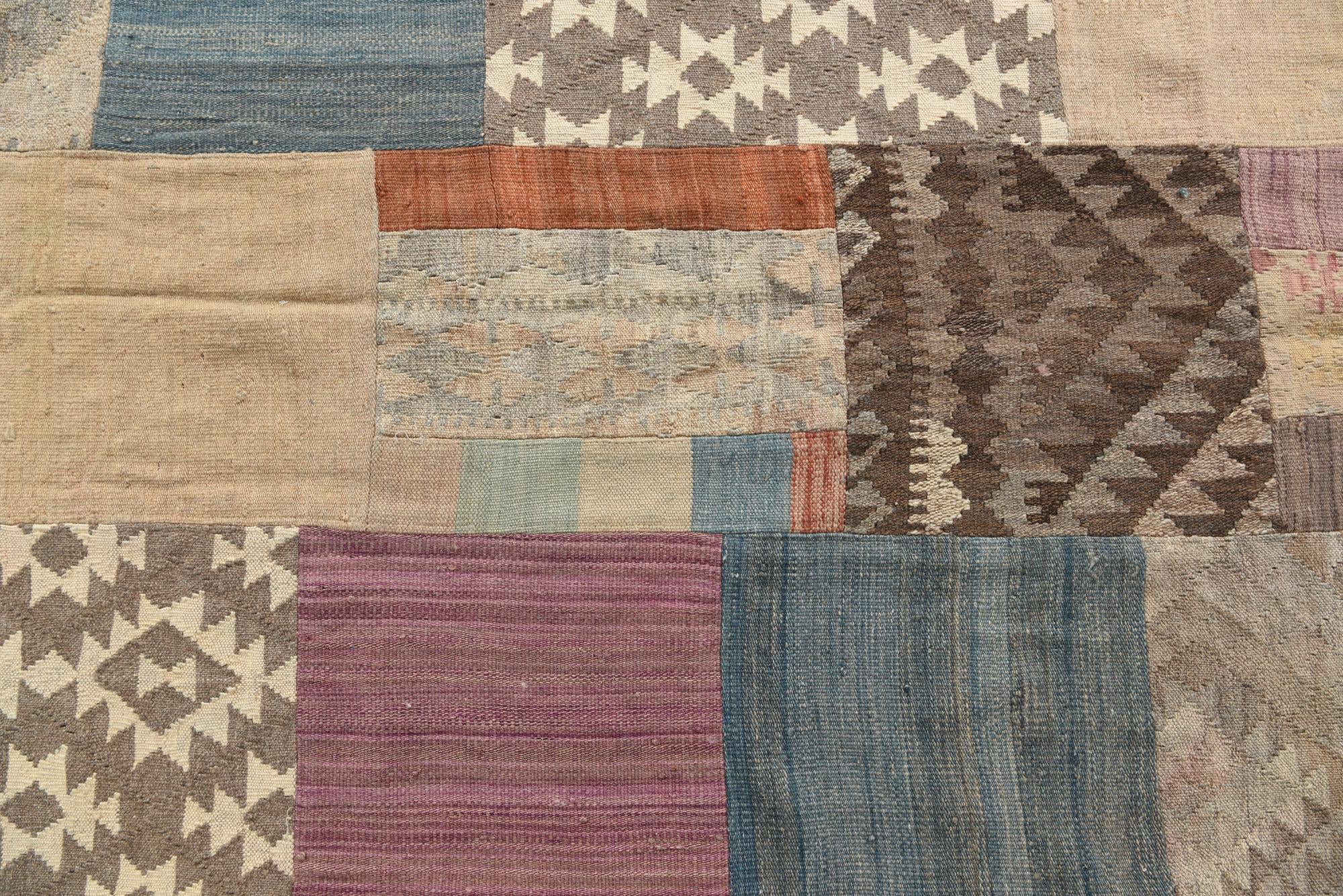 6' x 8' Hand Woven Kilim Patchwork Wool Rug
