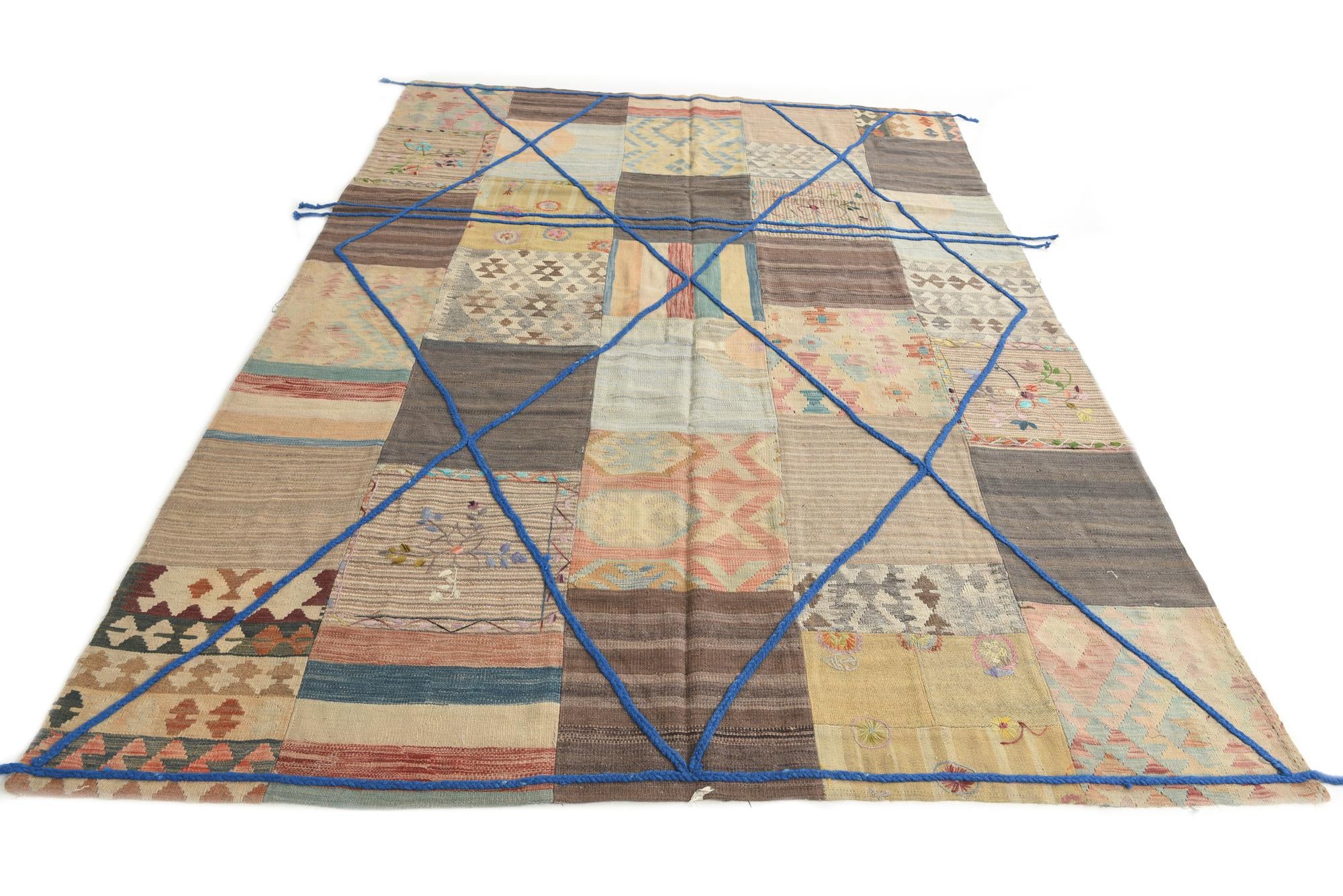 7' 1 x 10' 2 Hand Woven Kilim Patchwork Wool Rug