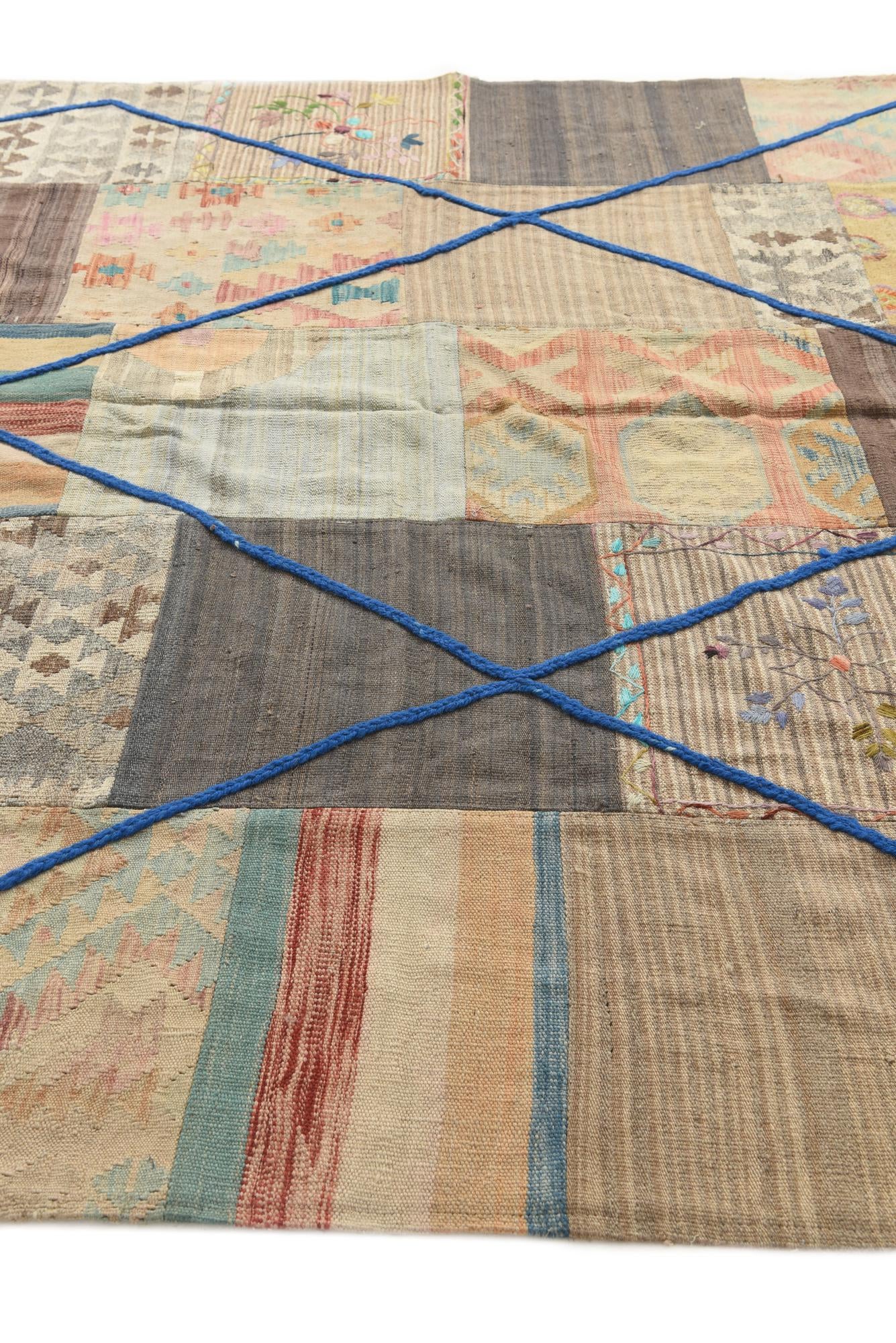 7' 1 x 10' 2 Hand Woven Kilim Patchwork Wool Rug