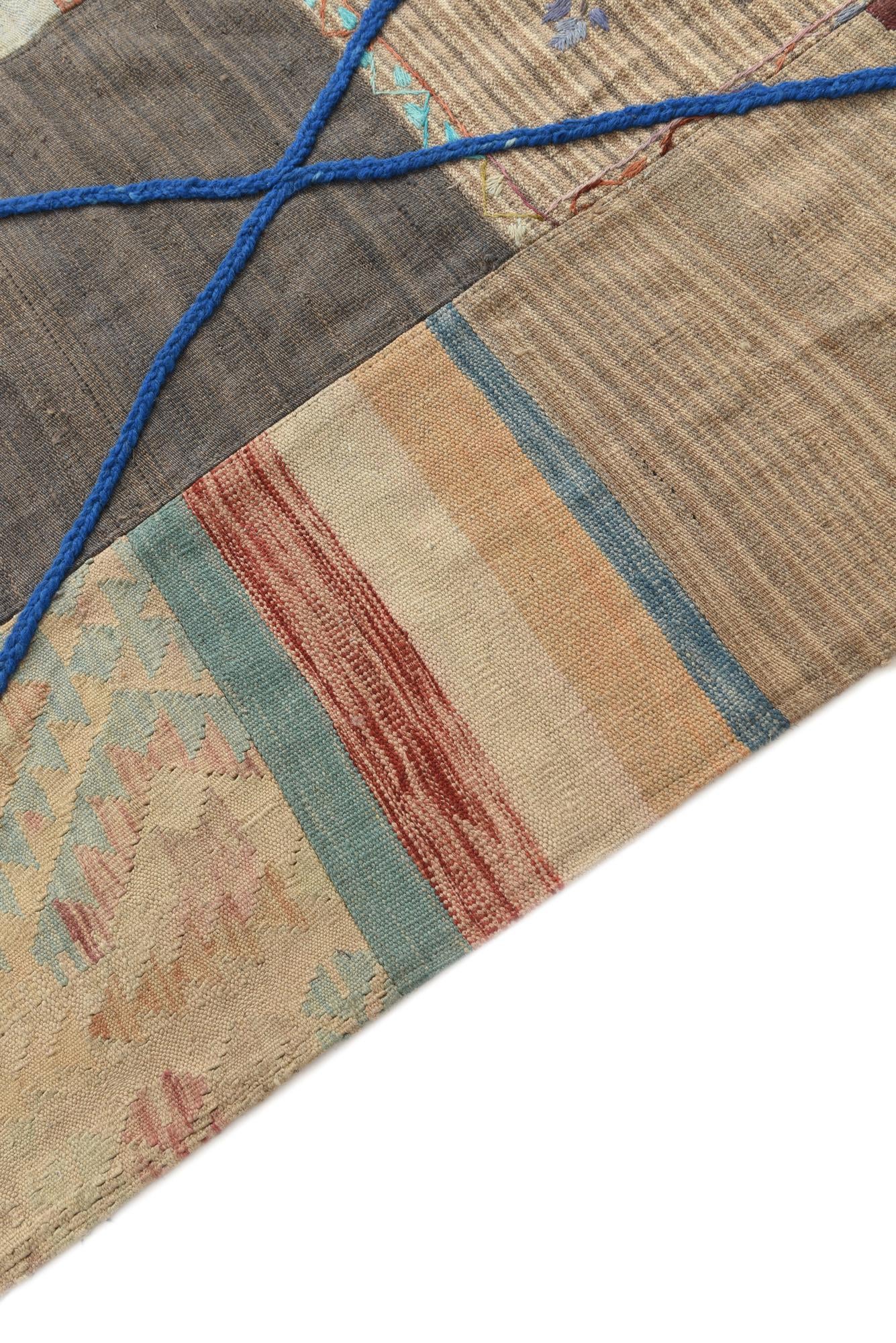 7' 1 x 10' 2 Hand Woven Kilim Patchwork Wool Rug