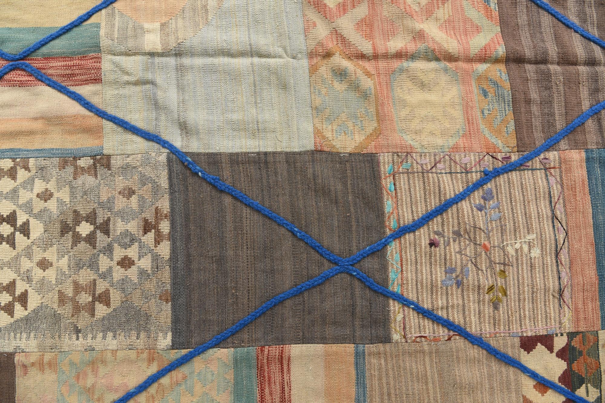 7' 1 x 10' 2 Hand Woven Kilim Patchwork Wool Rug