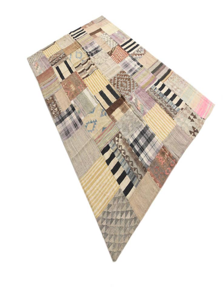 Detail image of 6' 7 x 10'  Hand Woven Kilim Patchwork Wool Rug