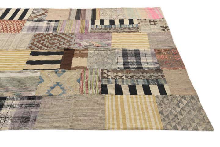 6' 7 x 10' Hand Woven Kilim Patchwork Wool Rug