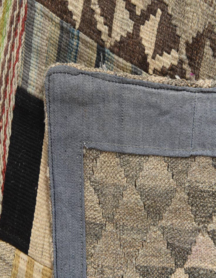 Detail image of 6' 7 x 10'  Hand Woven Kilim Patchwork Wool Rug