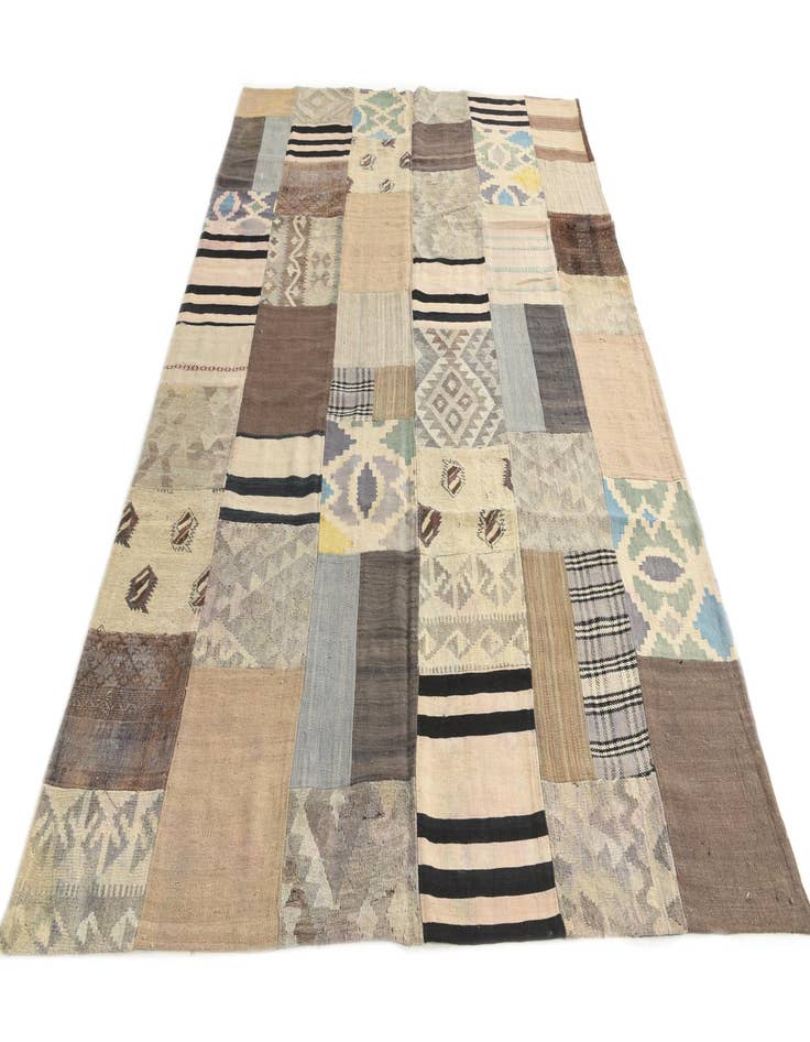 Detail image of 6' 7 x 9' 9  Hand Woven Kilim Patchwork Wool Rug