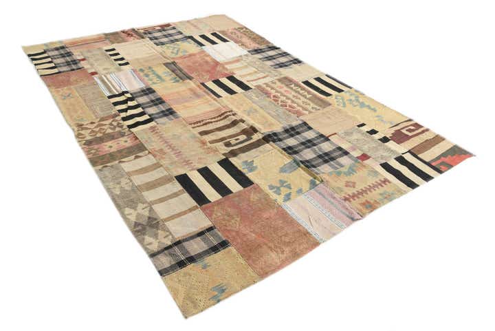 6' 5 x 9' 5 Hand Woven Kilim Patchwork Wool Rug