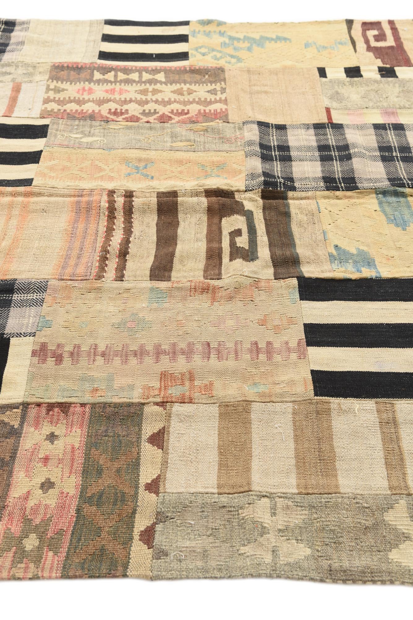 6' 5 x 9' 5 Hand Woven Kilim Patchwork Wool Rug