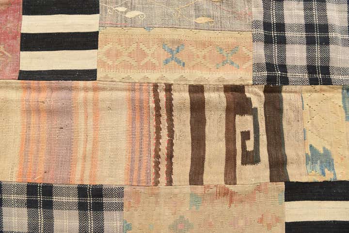 6' 5 x 9' 5 Hand Woven Kilim Patchwork Wool Rug