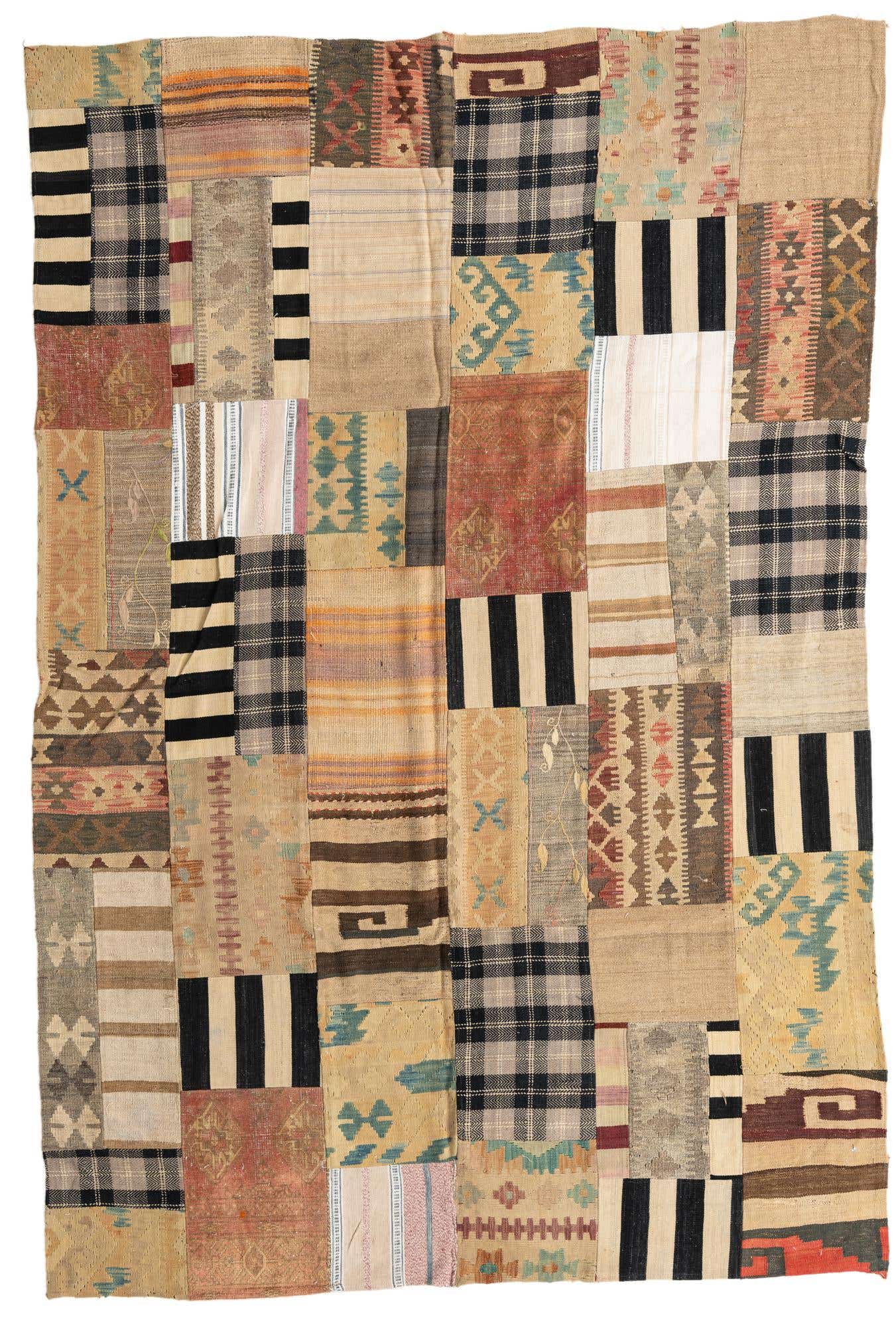6' 5 x 9' 5 Hand Woven Kilim Patchwork Wool Rug