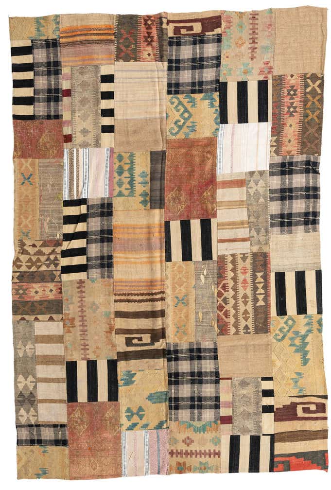 6' 5 x 9' 5 Hand Woven Kilim Patchwork Wool Rug