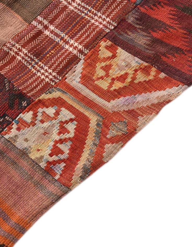 Detail image of 3' 6 x 5' Hand Woven Kilim Patchwork Wool Rug