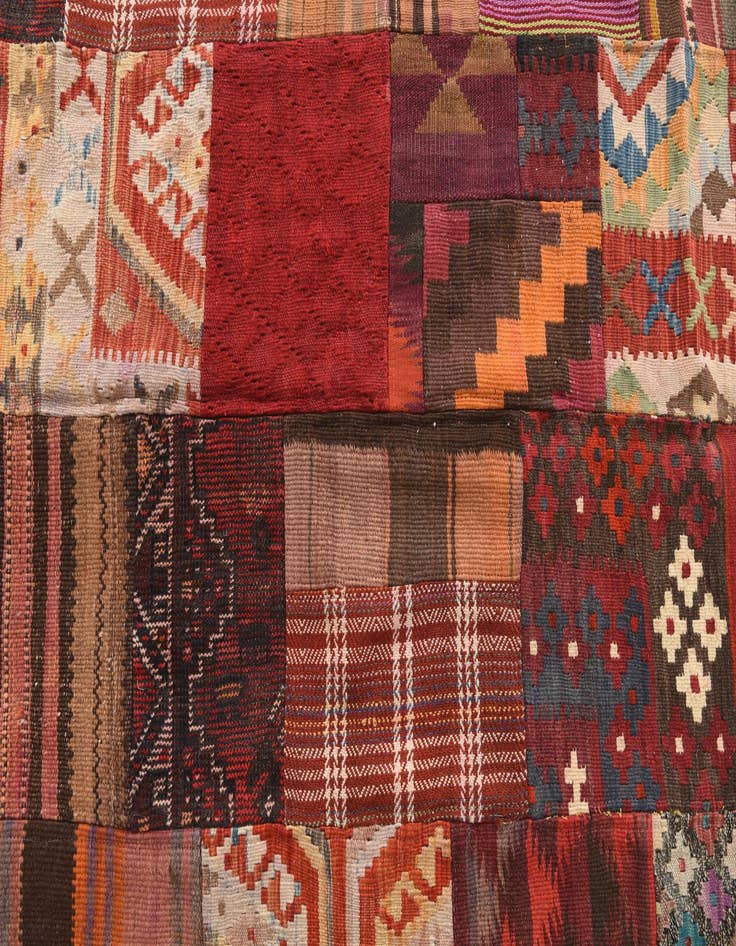 Detail image of 3' 6 x 5' Hand Woven Kilim Patchwork Wool Rug