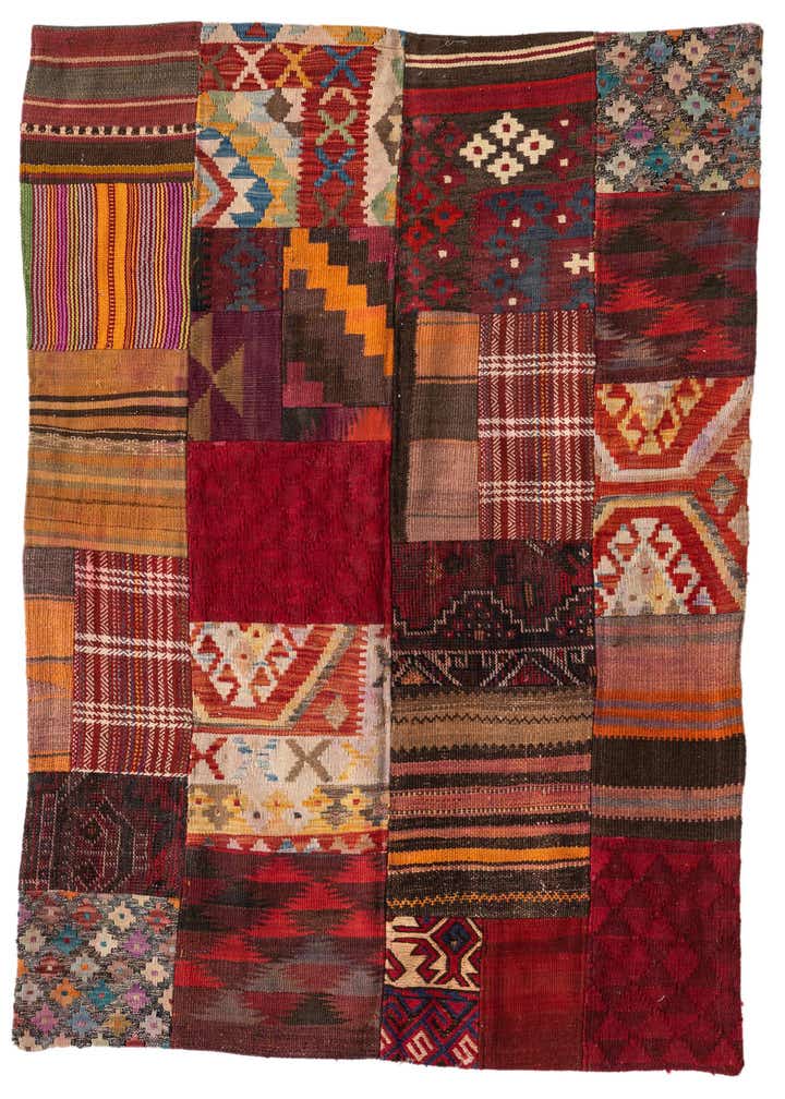 3' 6 x 5' Hand Woven Kilim Patchwork Wool Rug