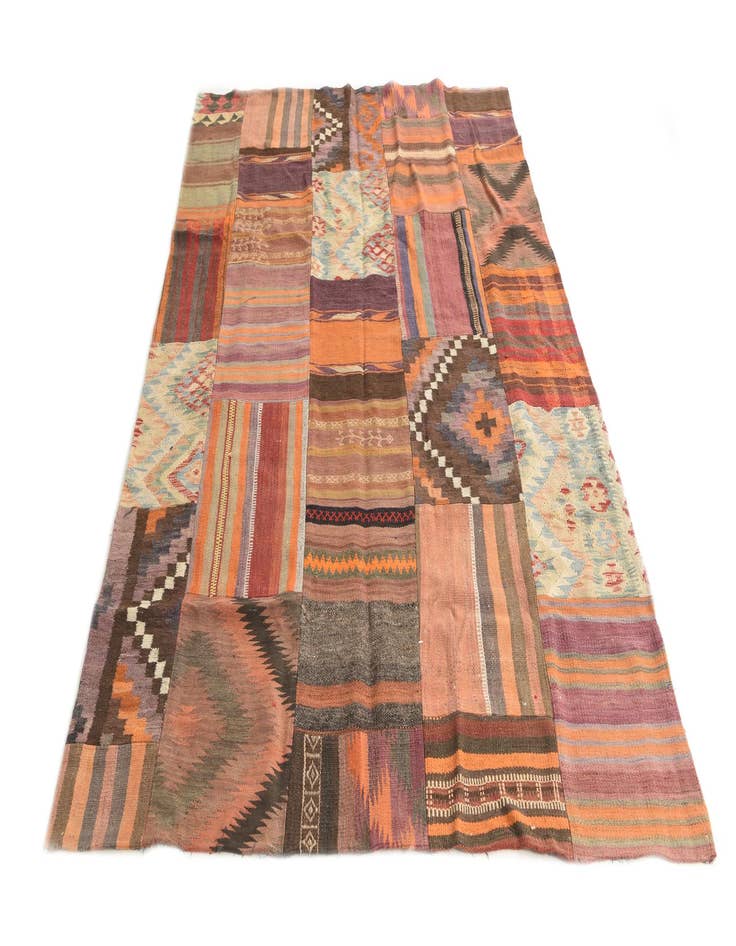 Detail image of 5' 3 x 7' 10  Hand Woven Kilim Patchwork Wool Rug