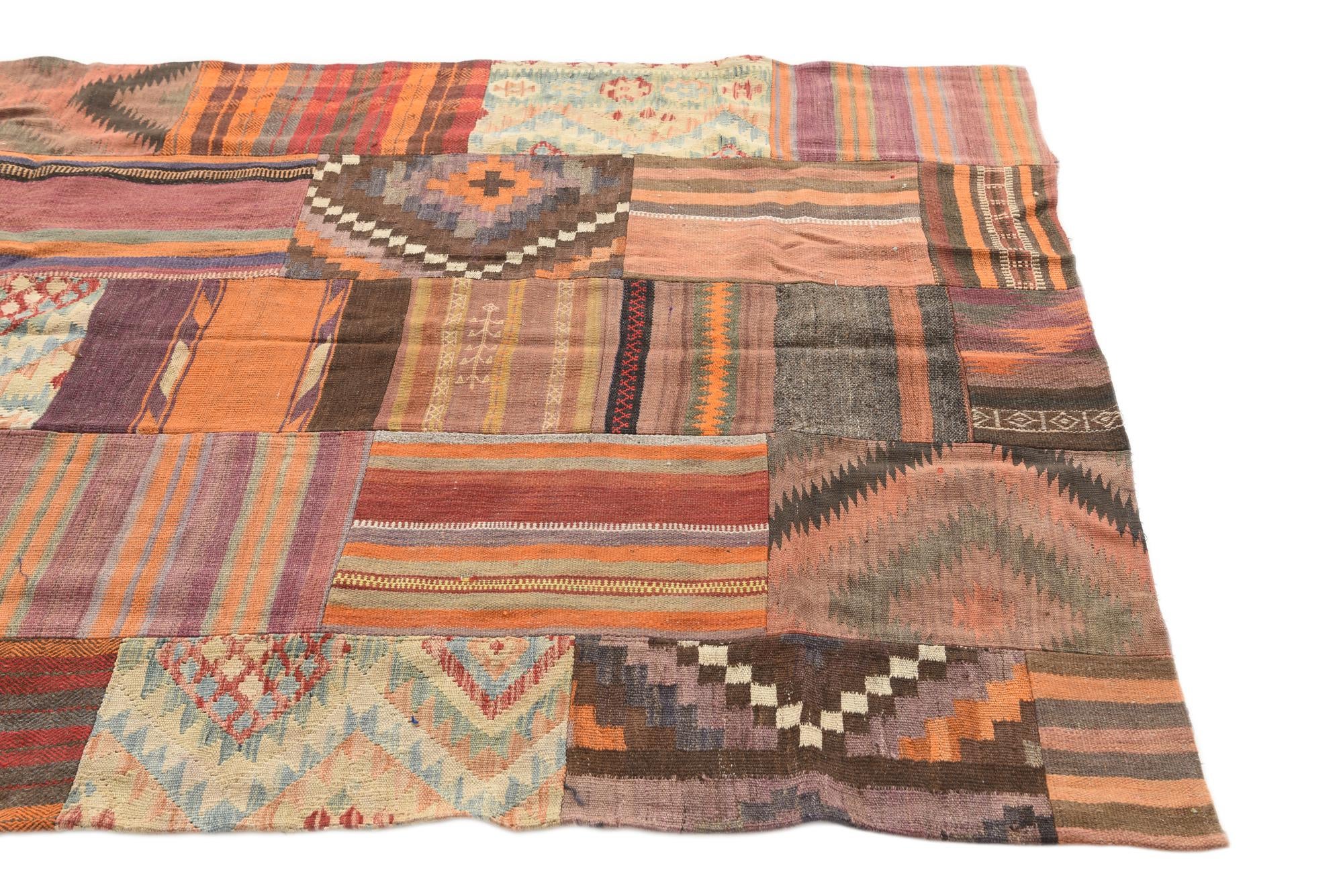 5' 3 x 7' 10 Hand Woven Kilim Patchwork Wool Rug