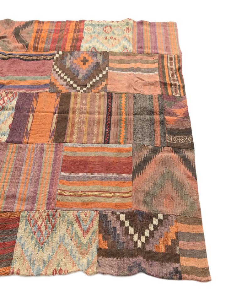 Detail image of 5' 3 x 7' 10  Hand Woven Kilim Patchwork Wool Rug