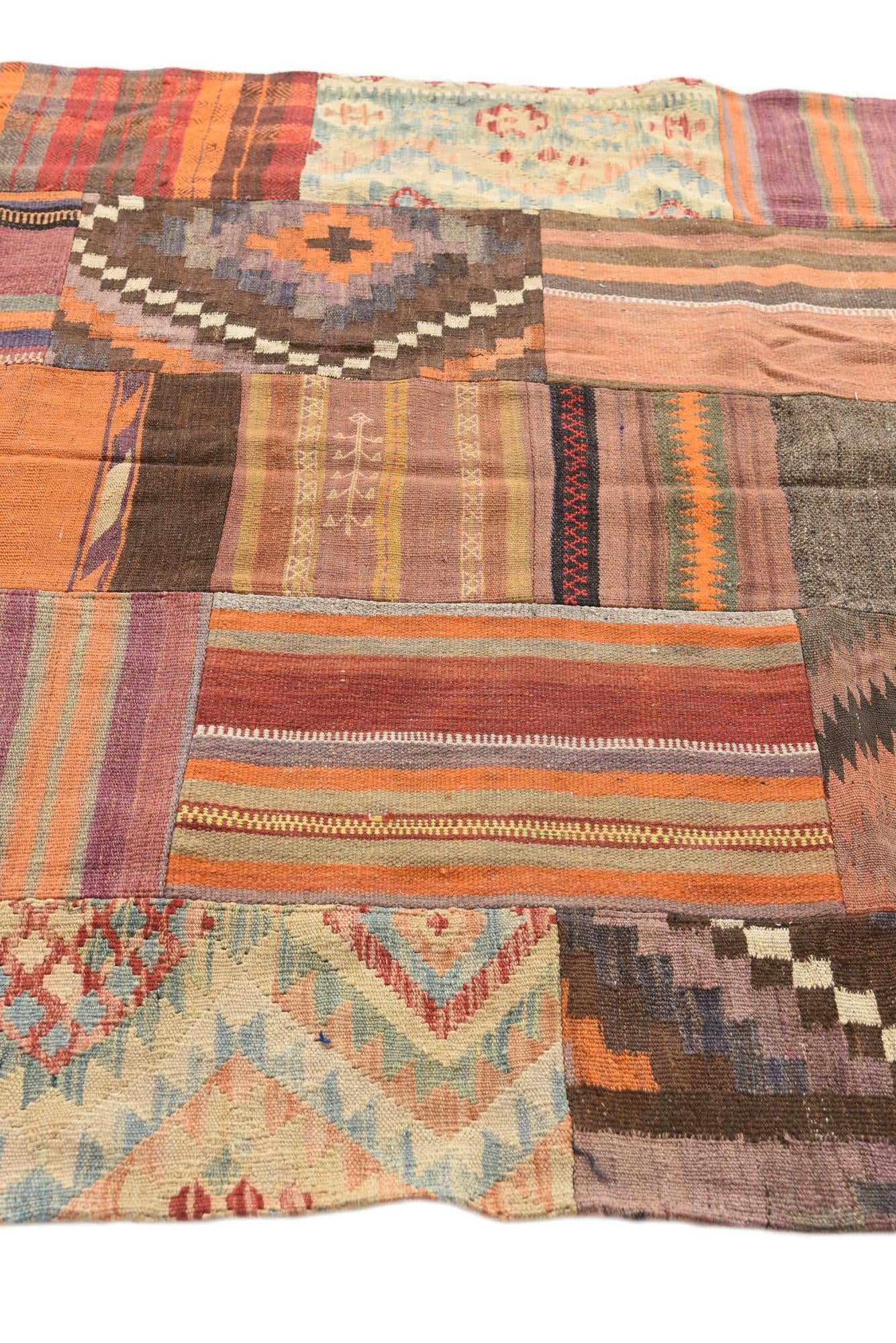 5' 3 x 7' 10 Hand Woven Kilim Patchwork Wool Rug