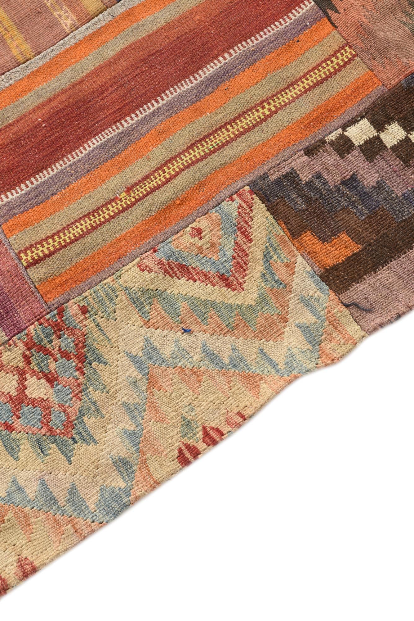5' 3 x 7' 10 Hand Woven Kilim Patchwork Wool Rug