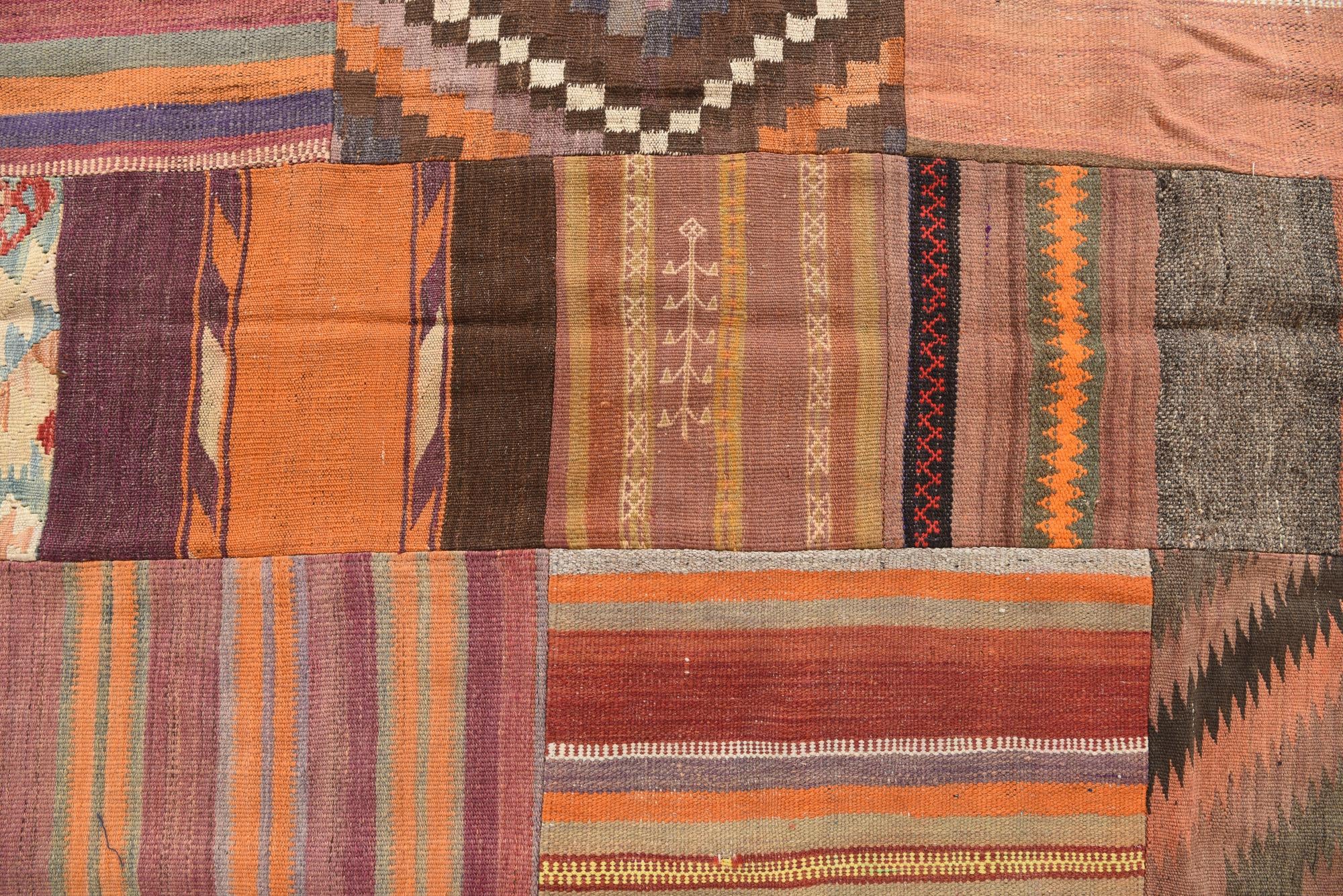 5' 3 x 7' 10 Hand Woven Kilim Patchwork Wool Rug