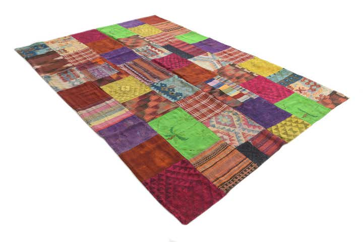 6' 9 x 10' Hand Woven Kilim Patchwork Wool Rug