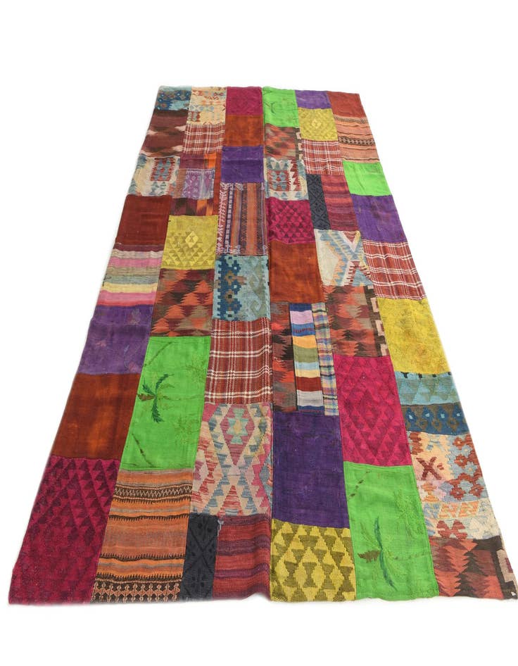 Detail image of 6' 9 x 10' Hand Woven Kilim Patchwork Wool Rug