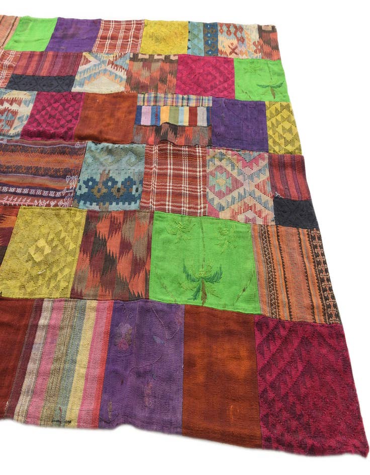 Detail image of 6' 9 x 10' Hand Woven Kilim Patchwork Wool Rug