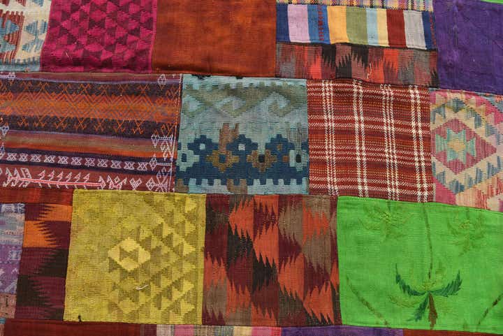 6' 9 x 10' Hand Woven Kilim Patchwork Wool Rug