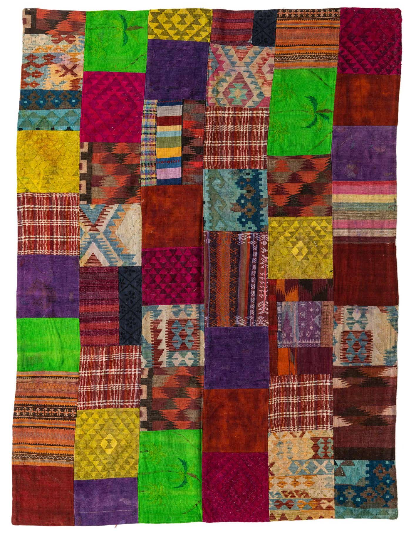 6' 9 x 10' Hand Woven Kilim Patchwork Wool Rug