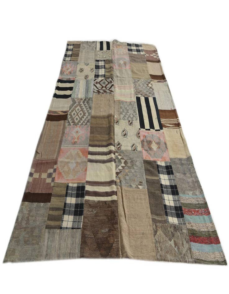 Detail image of 6' 7 x 9' 6  Hand Woven Kilim Patchwork Wool Rug