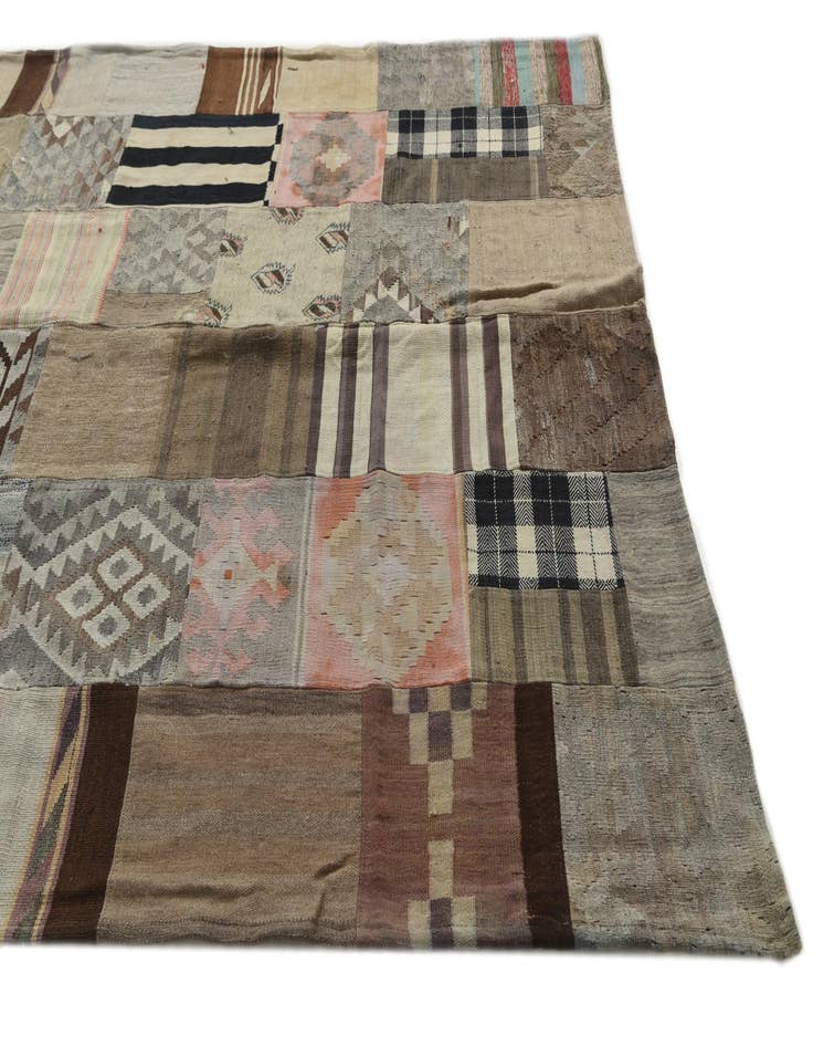 Detail image of 6' 7 x 9' 6  Hand Woven Kilim Patchwork Wool Rug