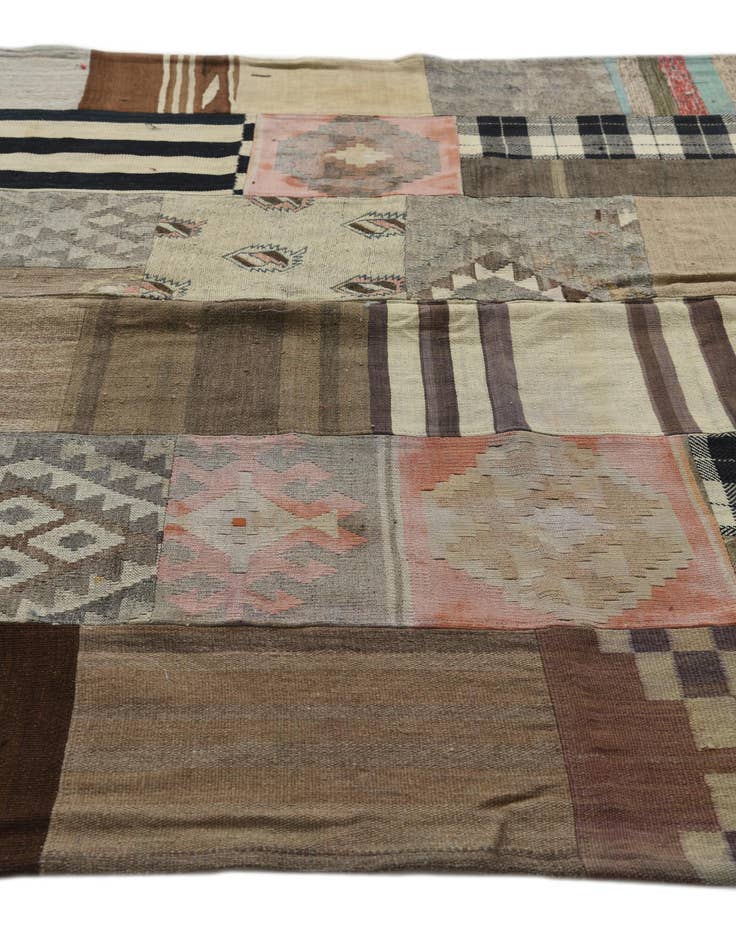 Detail image of 6' 7 x 9' 6  Hand Woven Kilim Patchwork Wool Rug