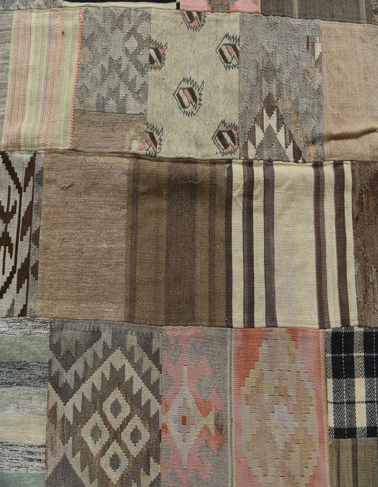 Detail image of 6' 7 x 9' 6  Hand Woven Kilim Patchwork Wool Rug