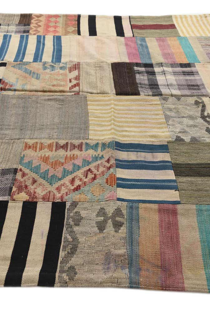 6' 6 x 10' Hand Woven Kilim Patchwork Wool Rug