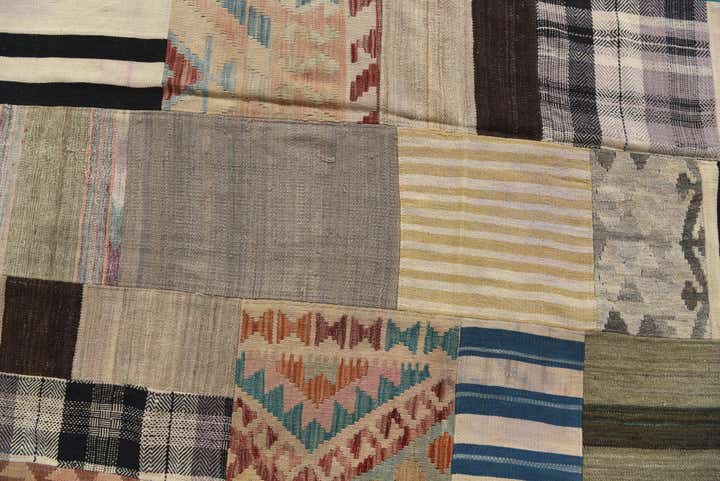 6' 6 x 10' Hand Woven Kilim Patchwork Wool Rug