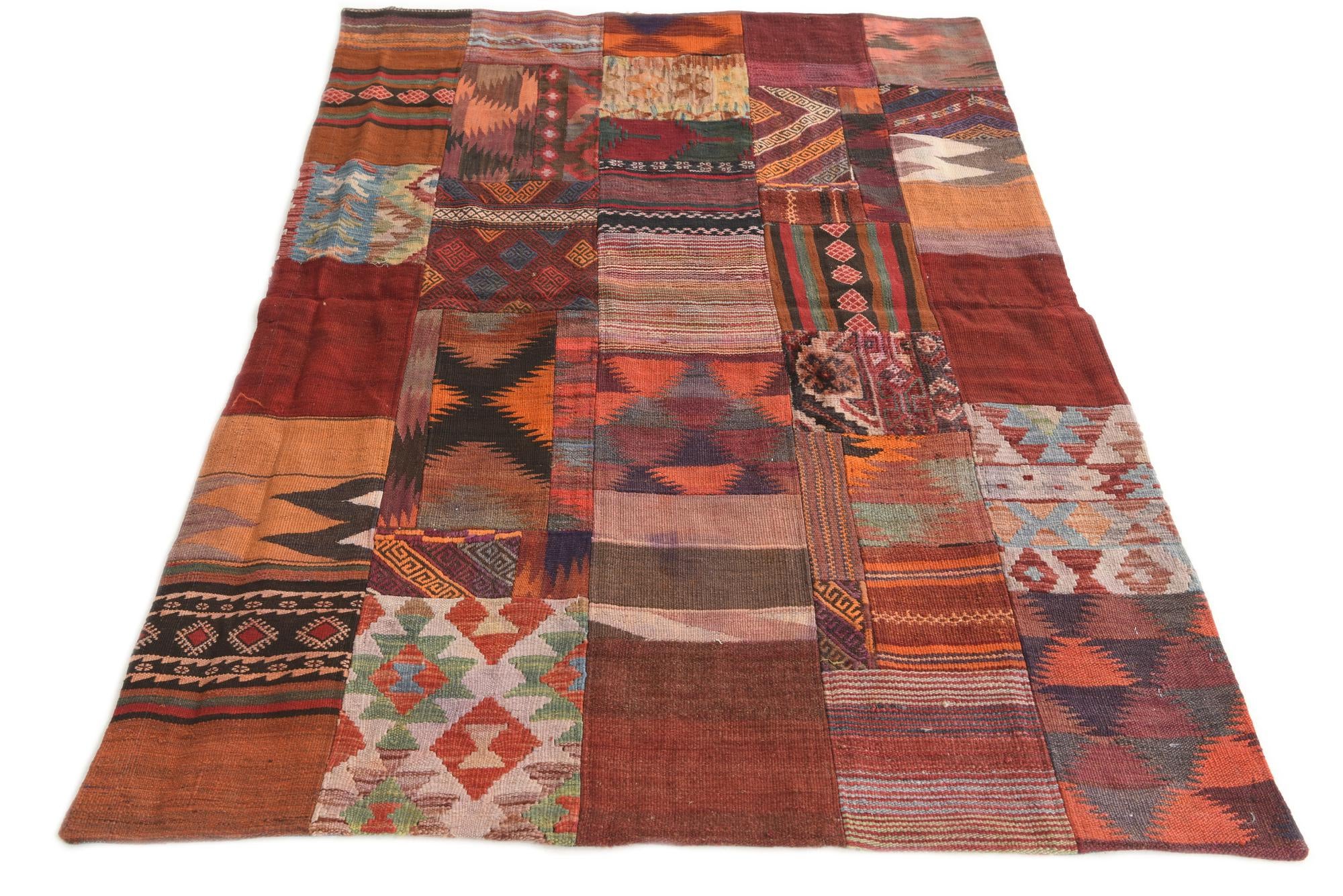 4' x 6' Hand Woven Kilim Patchwork Wool Rug