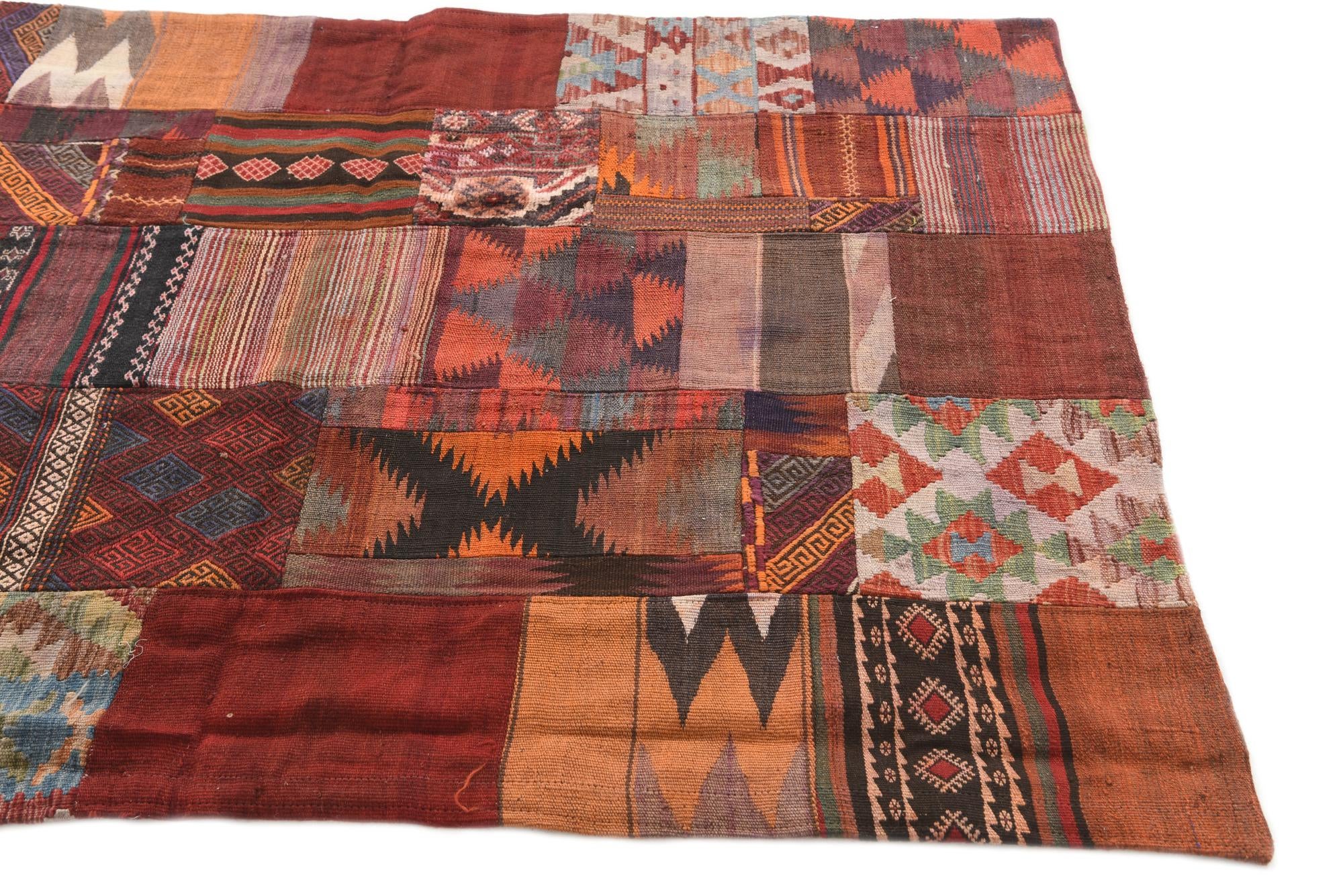 4' x 6' Hand Woven Kilim Patchwork Wool Rug