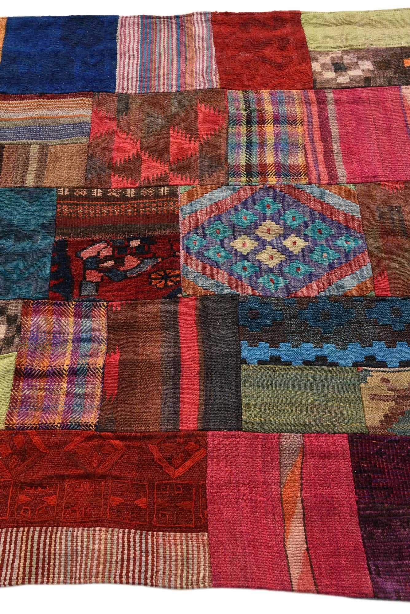 4' 1 x 5' 10 Hand Woven Kilim Patchwork Wool Rug