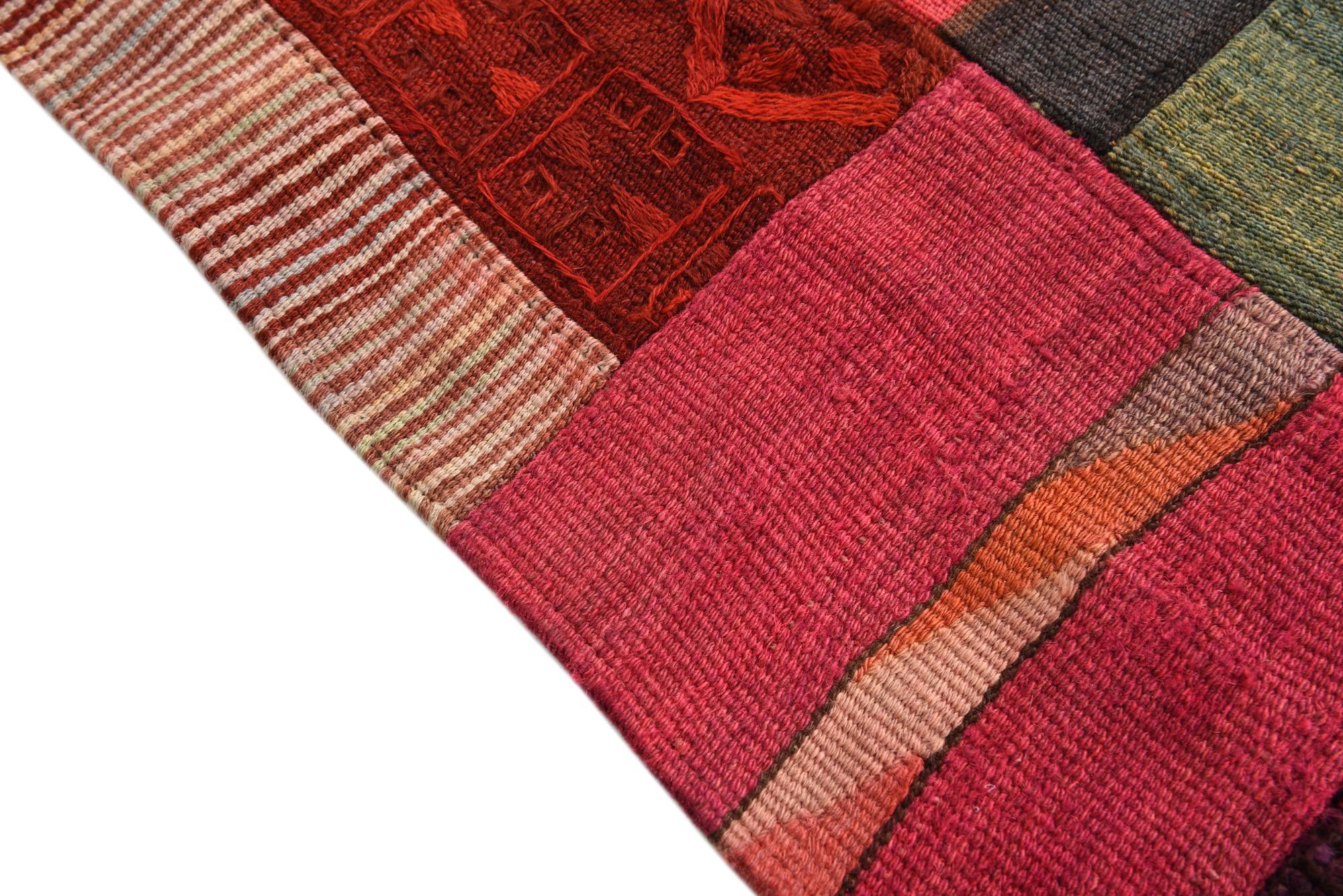 4' 1 x 5' 10 Hand Woven Kilim Patchwork Wool Rug