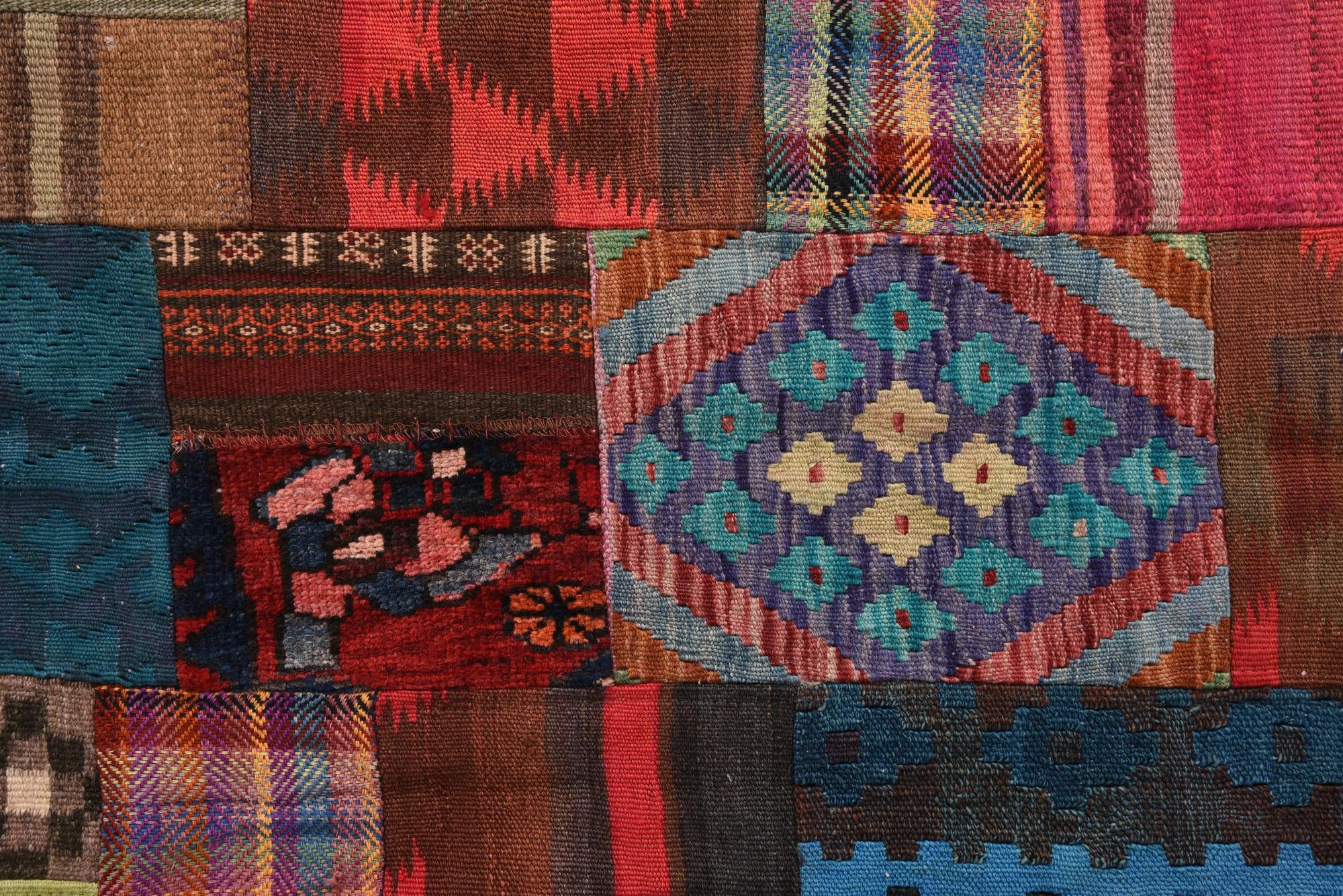 4' 1 x 5' 10 Hand Woven Kilim Patchwork Wool Rug