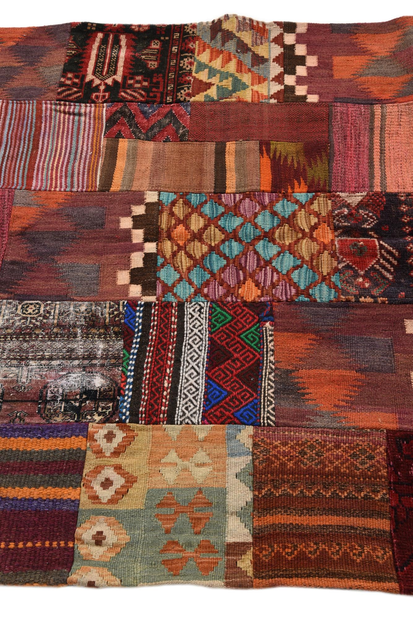 4' x 6' Hand Woven Kilim Patchwork Wool Rug