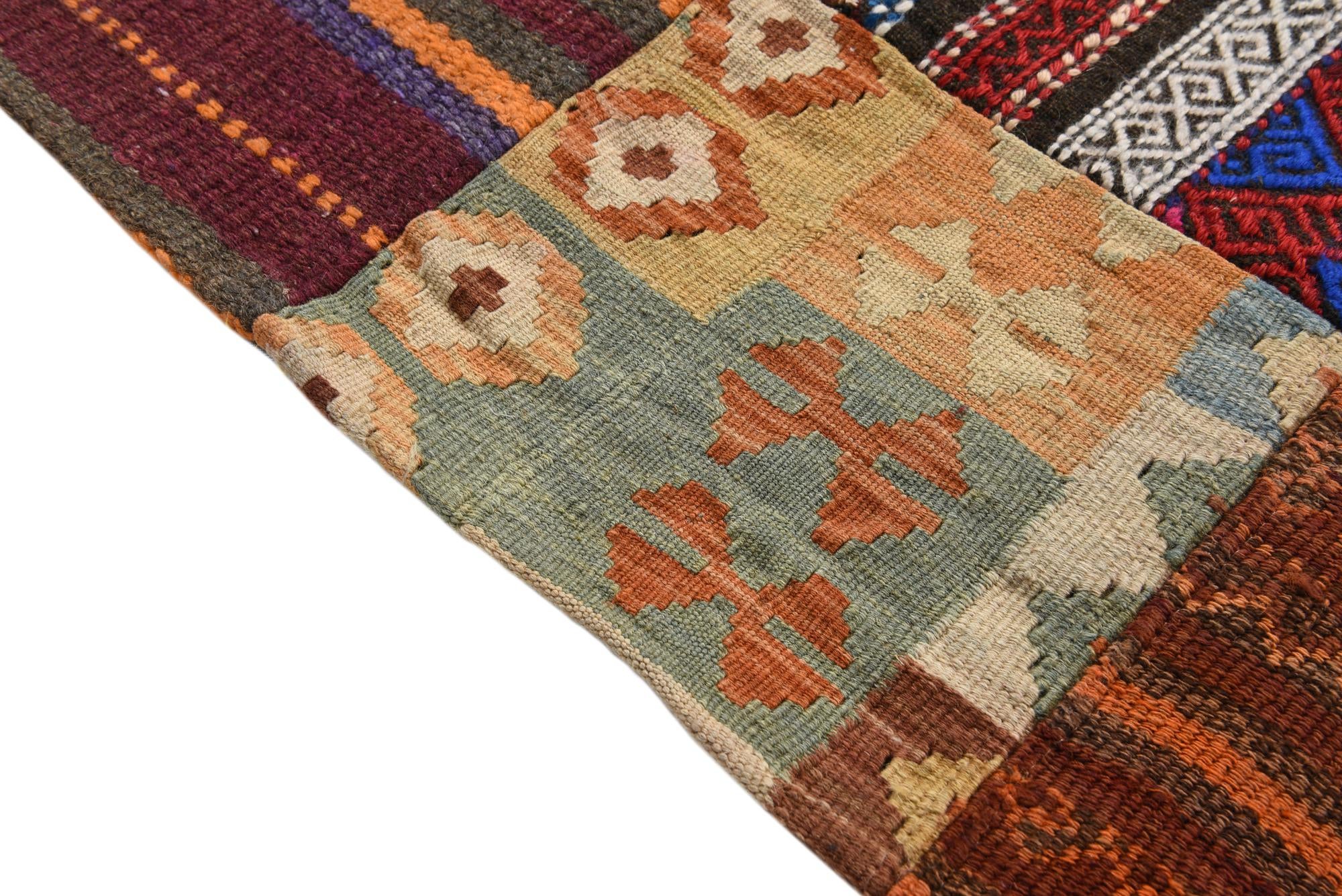 4' x 6' Hand Woven Kilim Patchwork Wool Rug