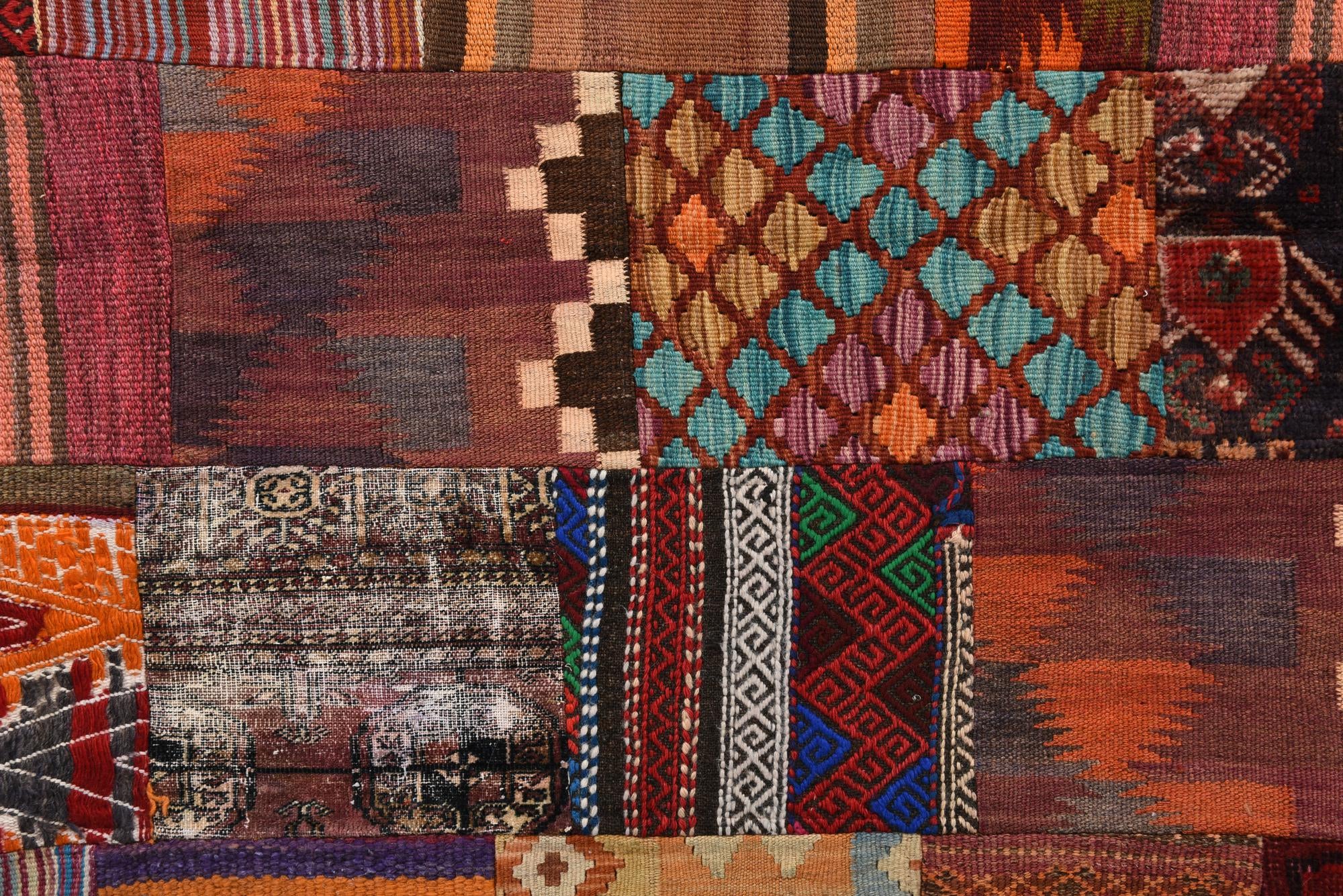 4' x 6' Hand Woven Kilim Patchwork Wool Rug