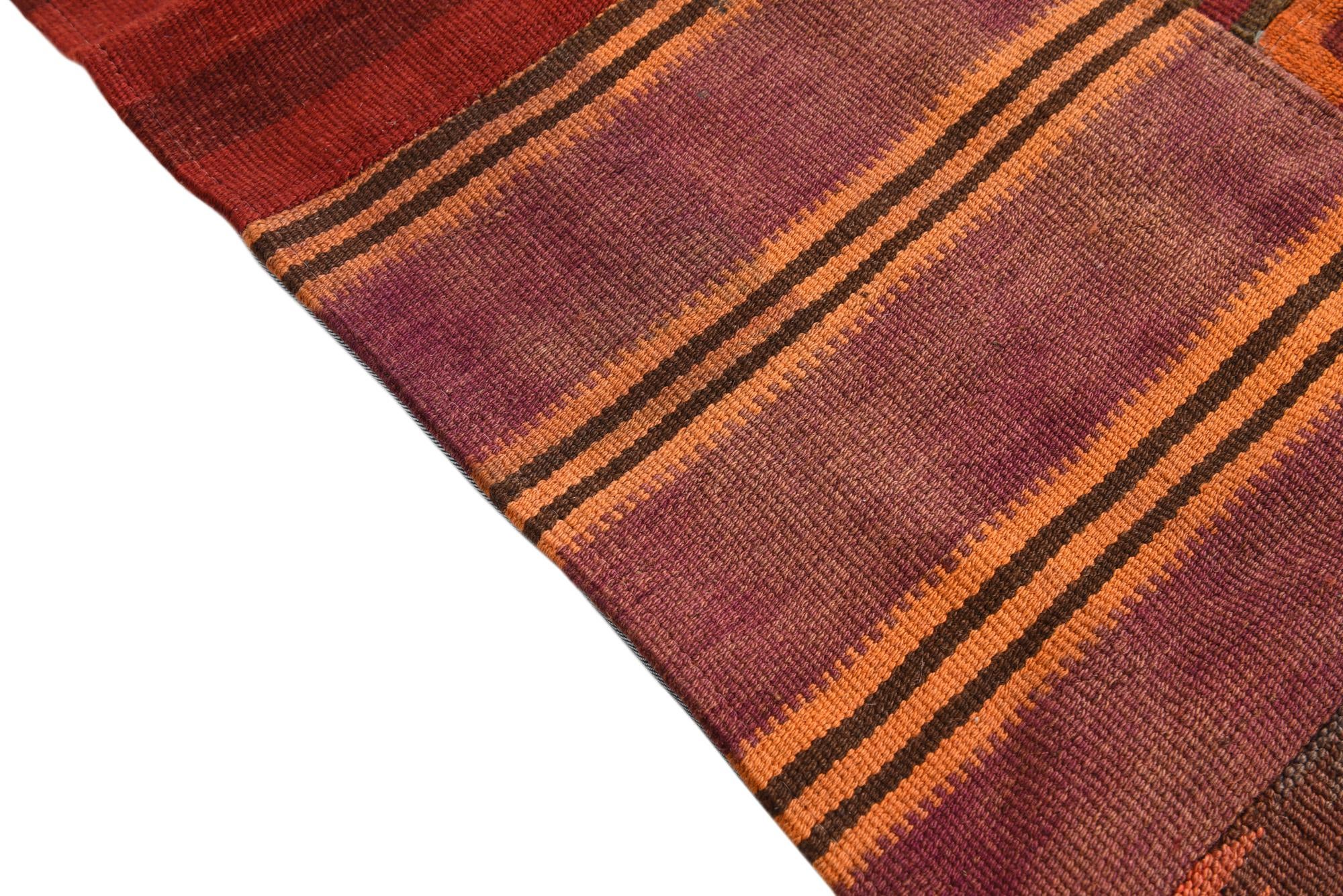 5' 7 x 7' 10 Hand Woven Kilim Patchwork Wool Rug