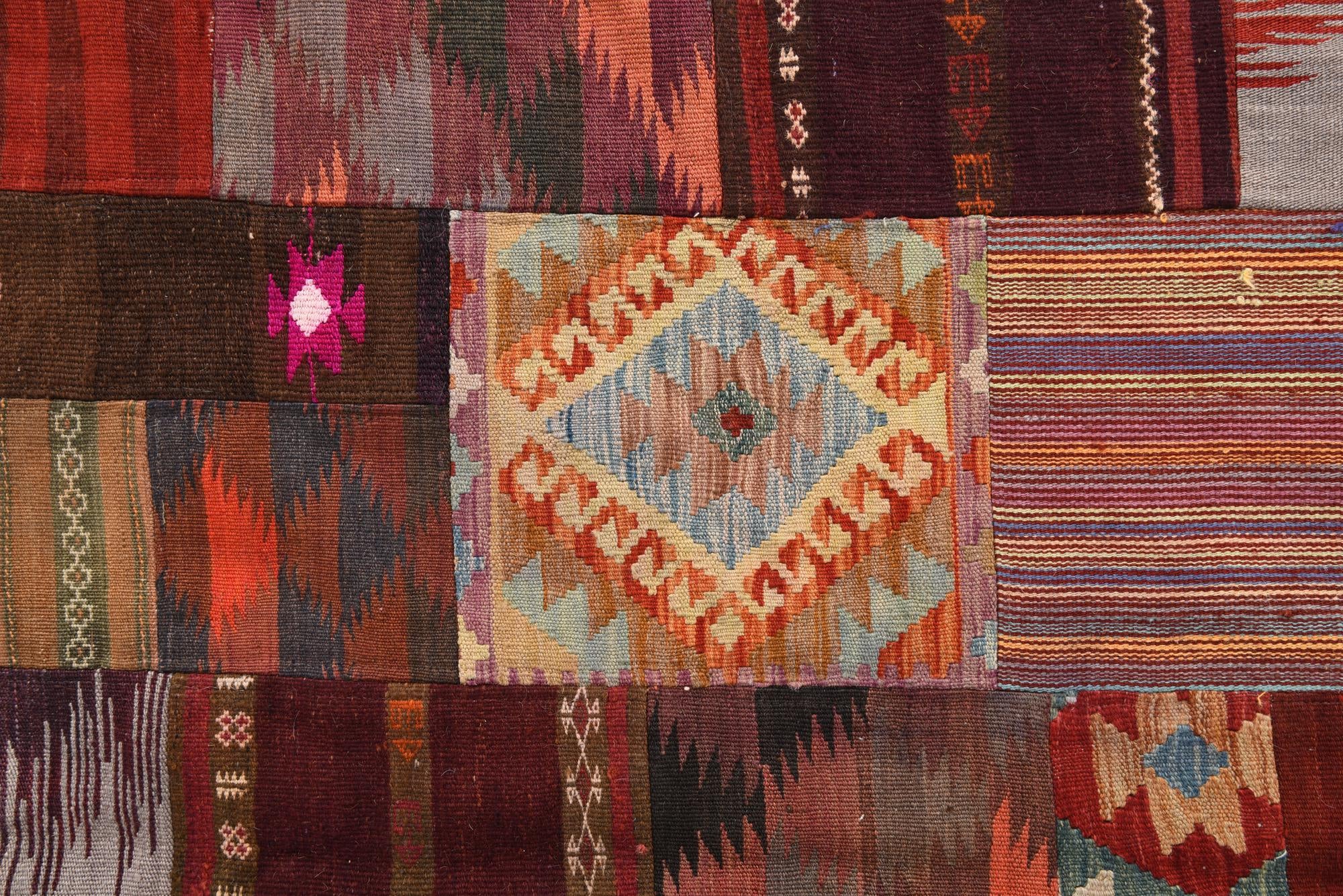 5' 7 x 7' 10 Hand Woven Kilim Patchwork Wool Rug