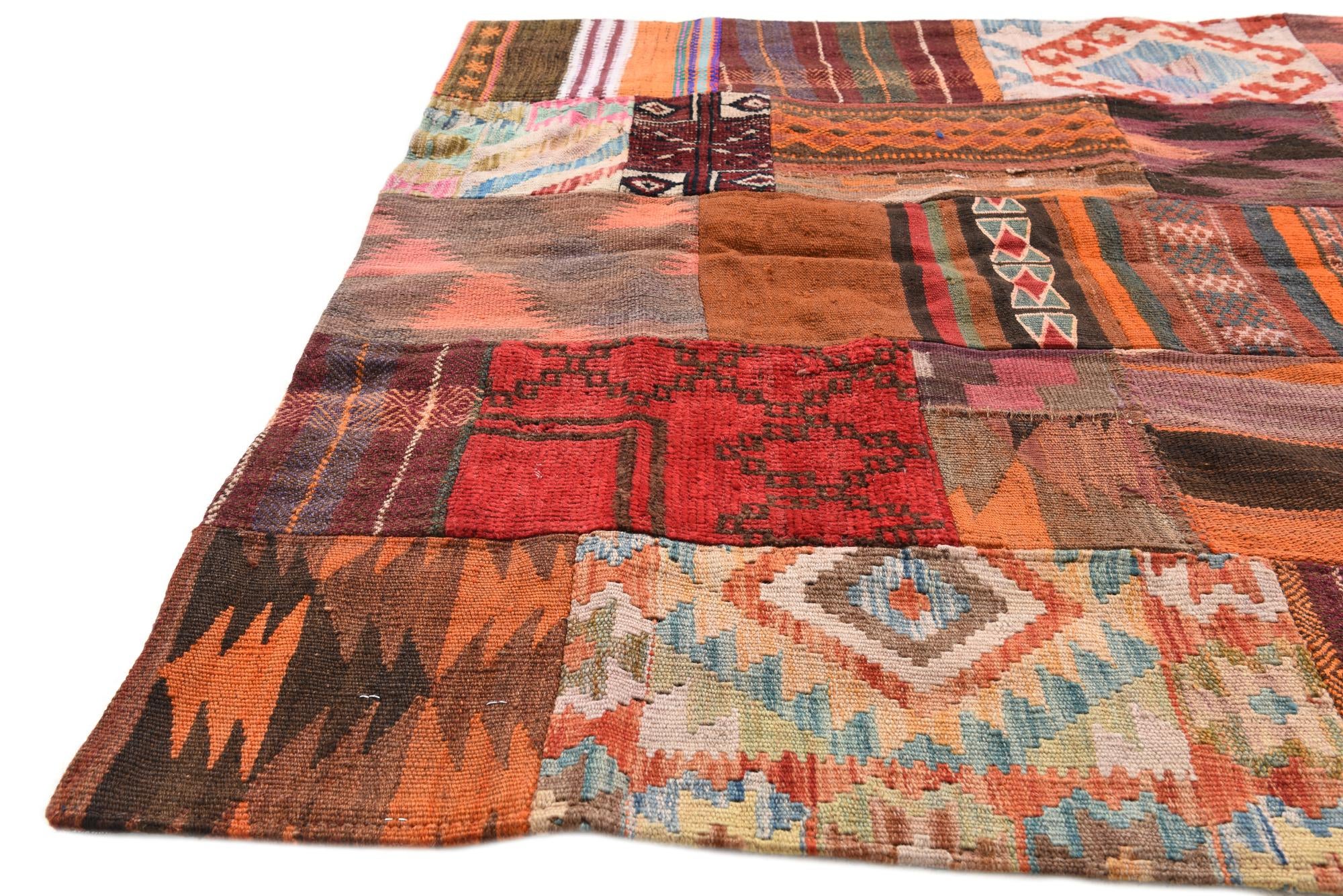 3' 10 x 5' 10 Hand Woven Kilim Patchwork Wool Rug