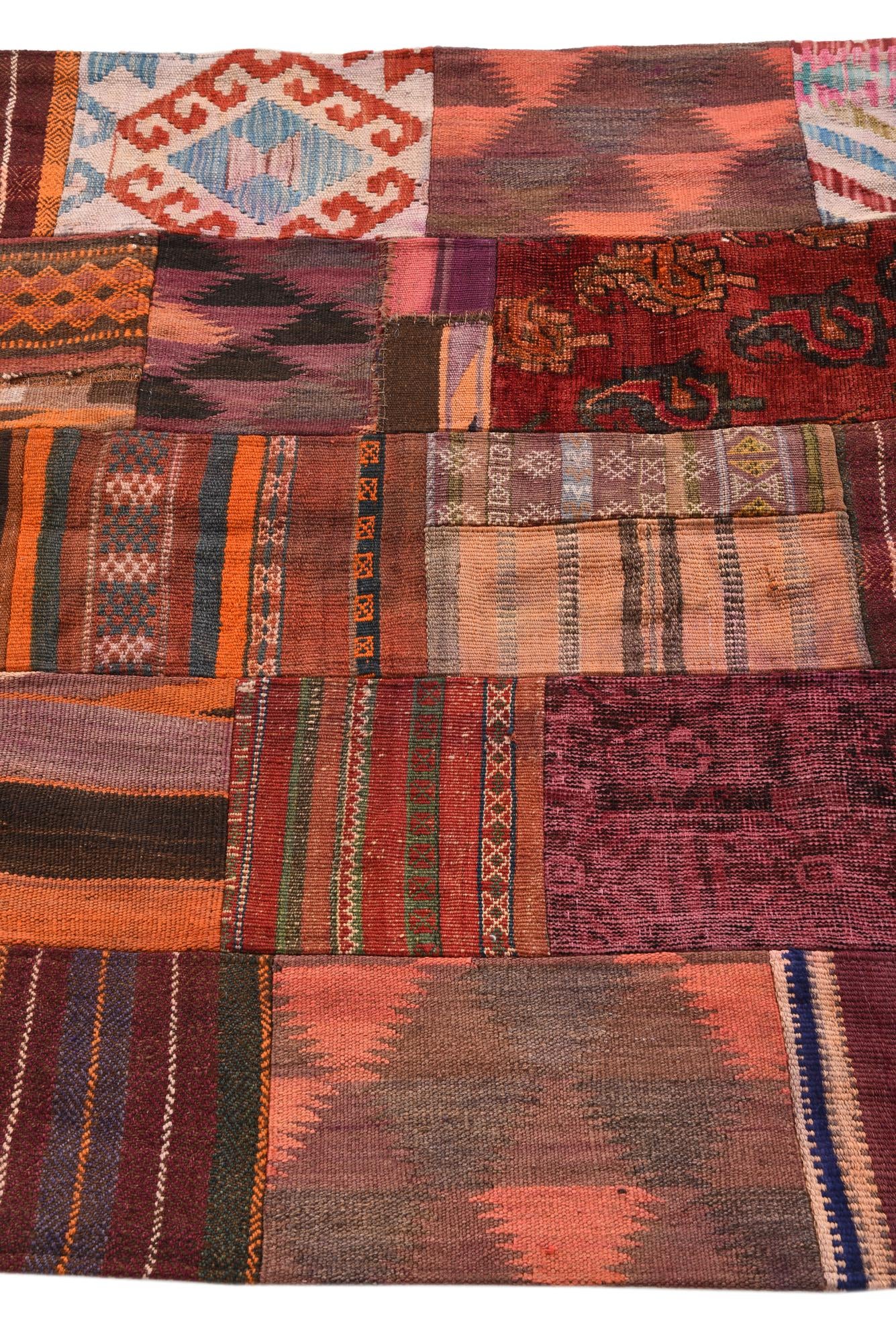 3' 10 x 5' 10 Hand Woven Kilim Patchwork Wool Rug