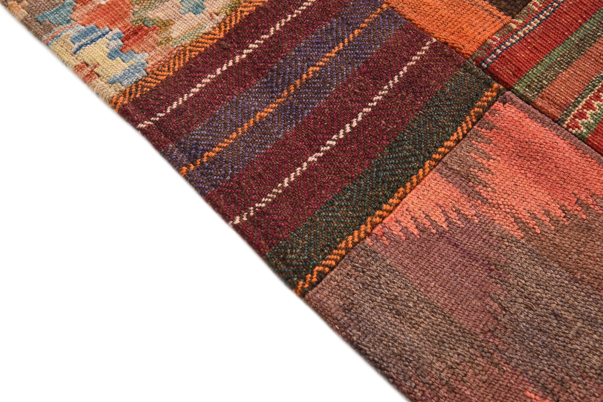 3' 10 x 5' 10 Hand Woven Kilim Patchwork Wool Rug