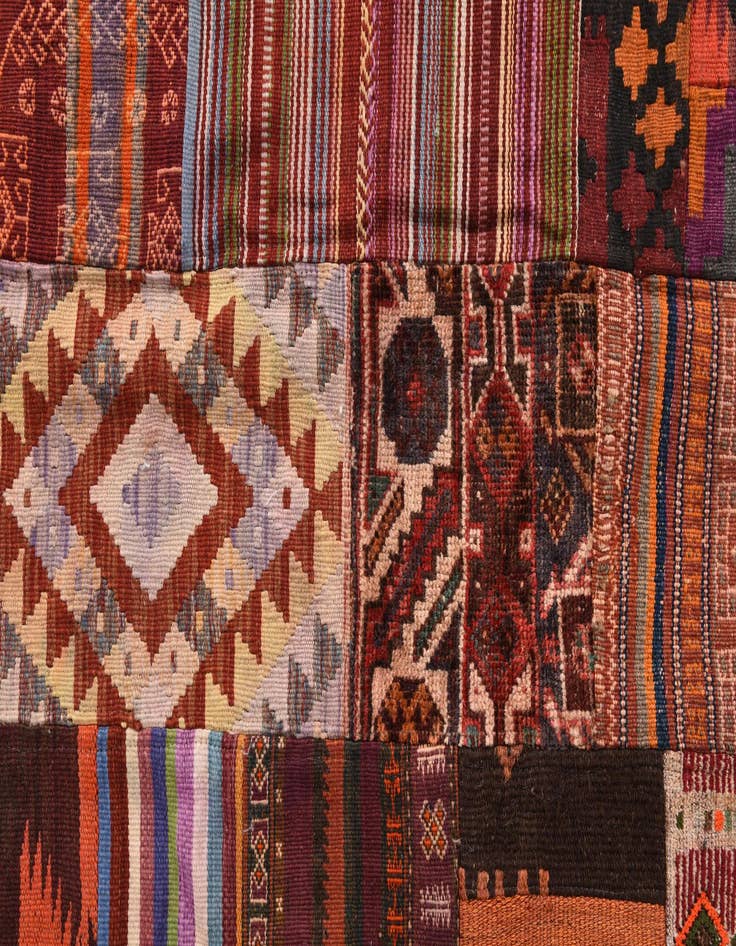 Detail image of 4' 1 x 5' 10  Hand Woven Kilim Patchwork Wool Rug