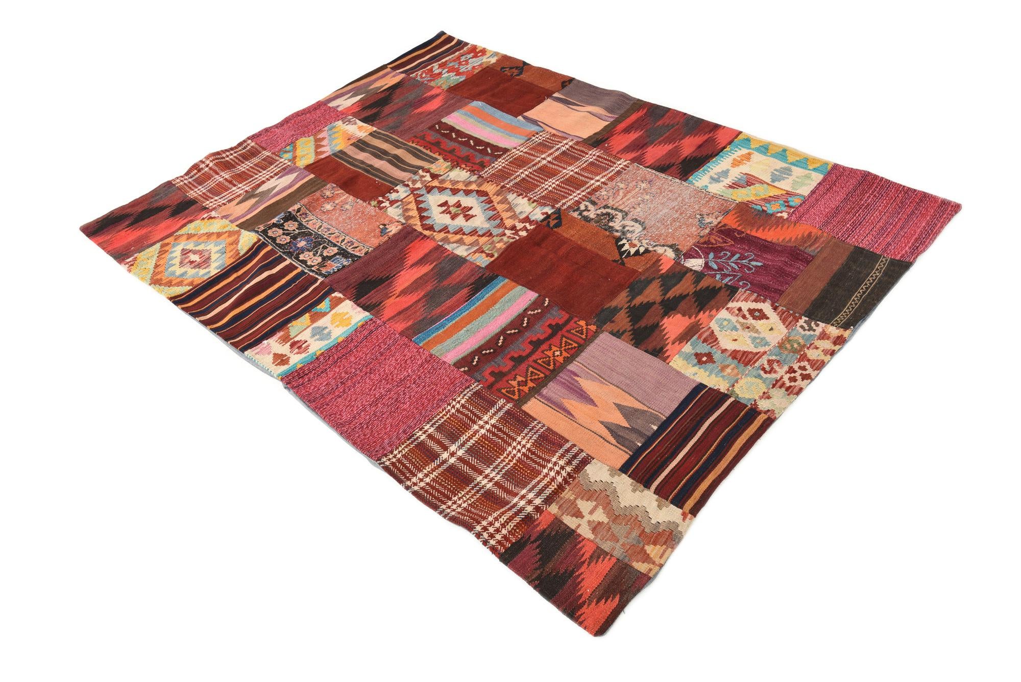 5' x 6' 5 Hand Woven Kilim Patchwork Wool Rug