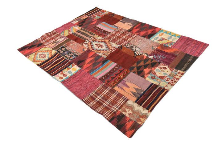 5' x 6' 5 Hand Woven Kilim Patchwork Wool Rug